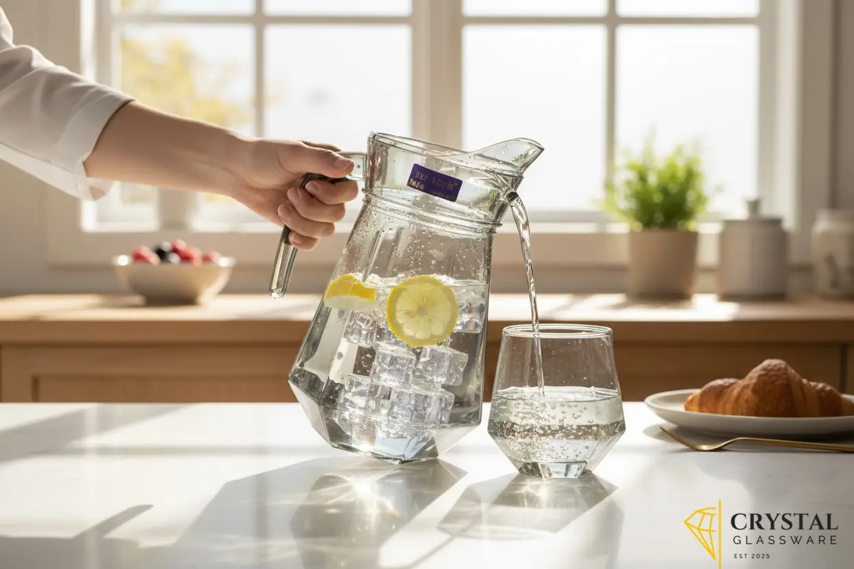 Golden-Accent Water Set Diamond-Shaped Glassware